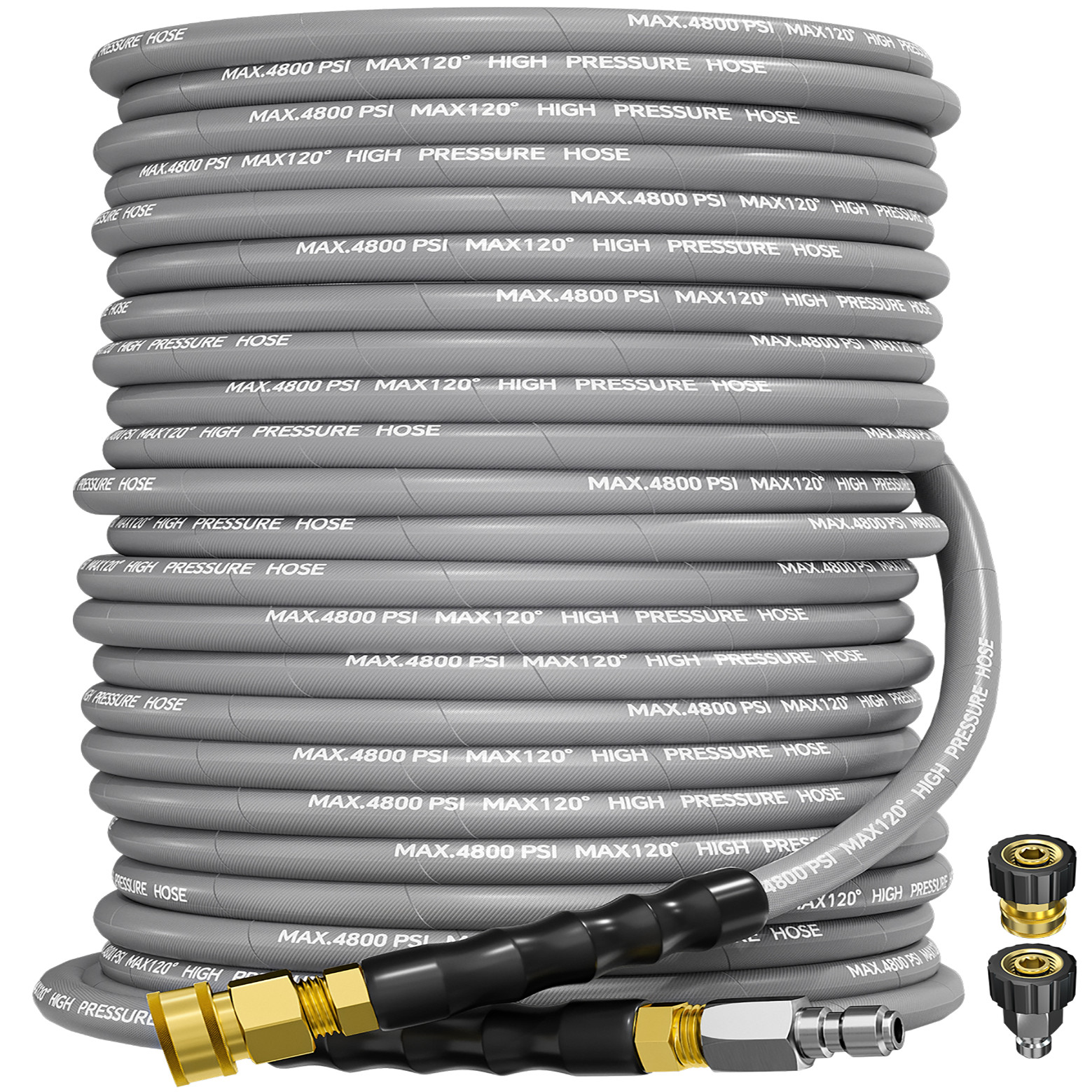 200FT 3/8″ 4800PSI Pressure Washer Hose with Swivel Quick Connect Max 248°F