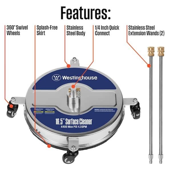 16.5 In. 4400 PSI Stainless Steel Pressure Washer Surface Cleaner