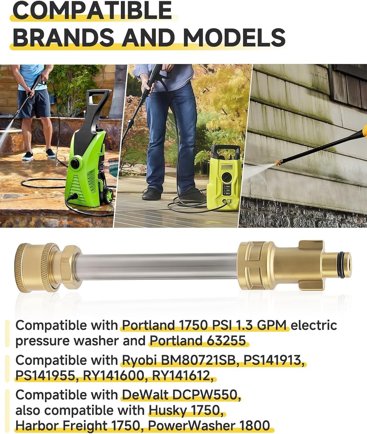 Adaptador de Hidrolavadora 1/4″ de 6 Pulgadas para Ryobi y Dewalt – 3000 PSI
