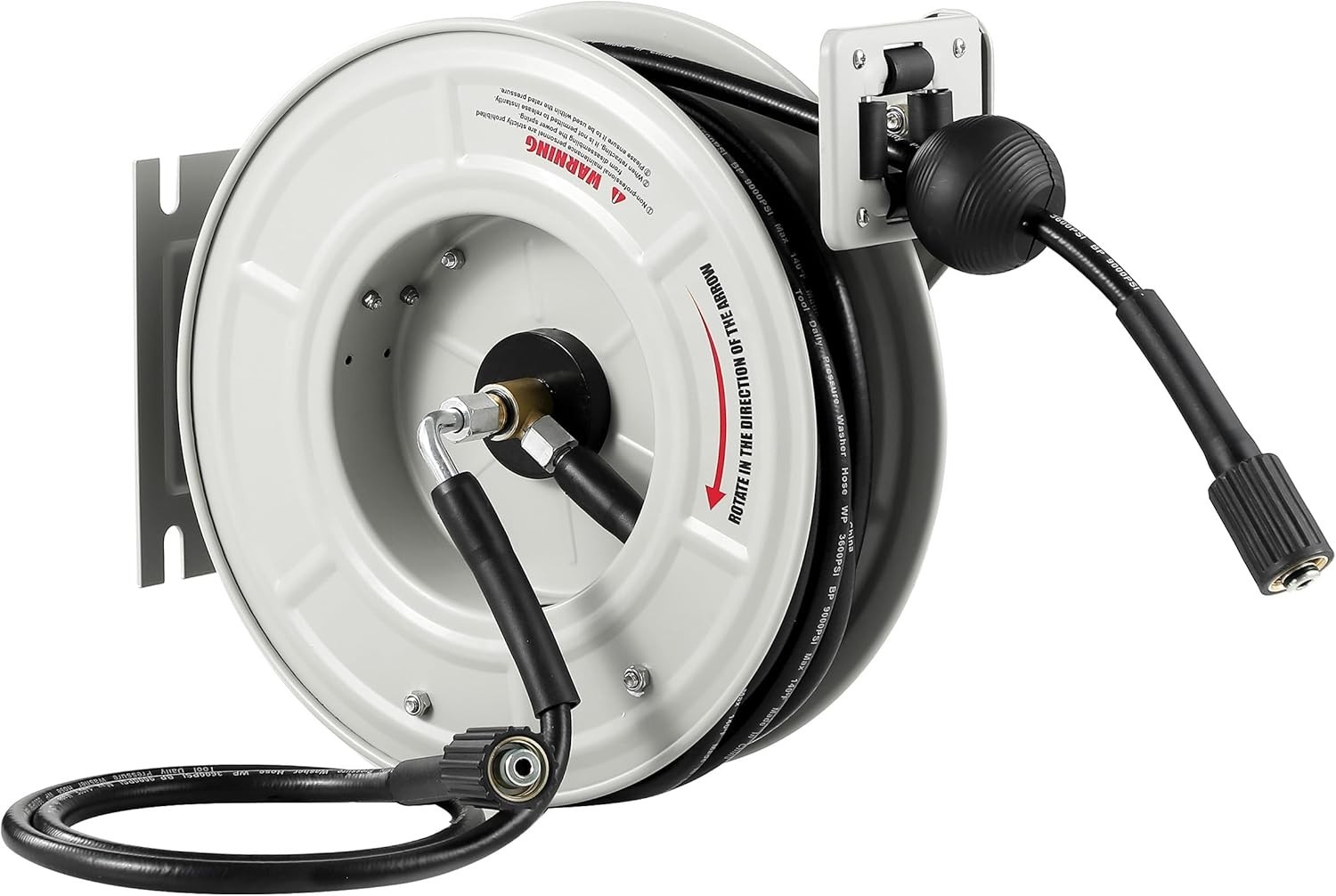 Auto-Rewinding Pressure Washer Hose Reel 60 FT, Heavy-Duty & Reliable