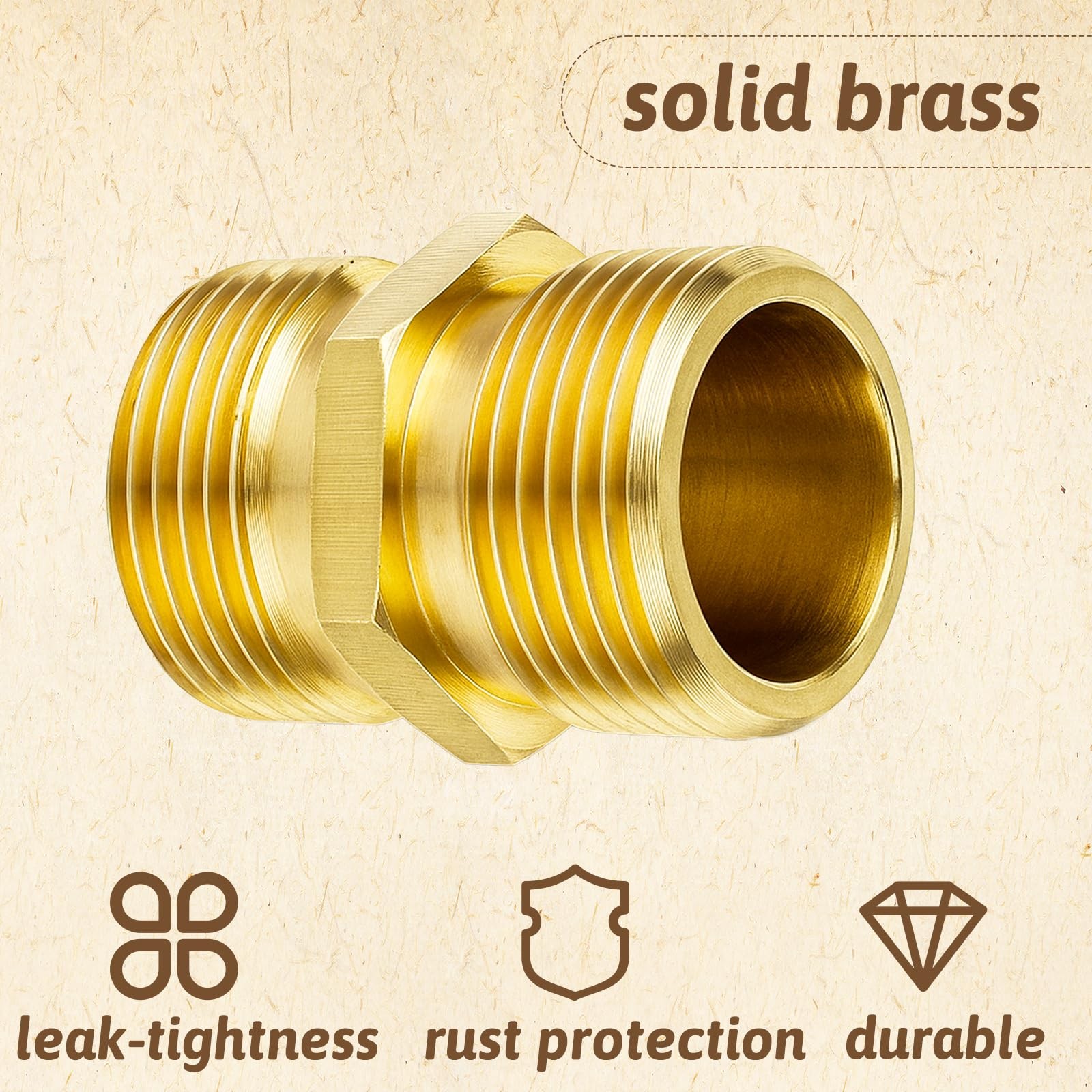 2PCS Pressure Washer Hose Connector, NPT Brass Nipple Male Pipe Fitting Adapt…