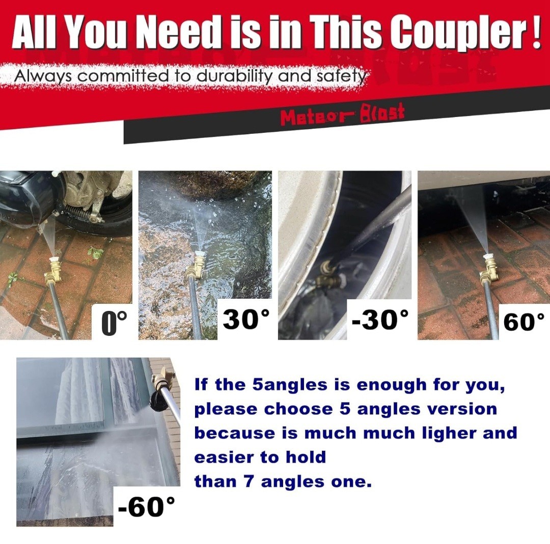Quick Connecting Pivoting Brass Coupler Attachment 120 Degree with 5 Angles and