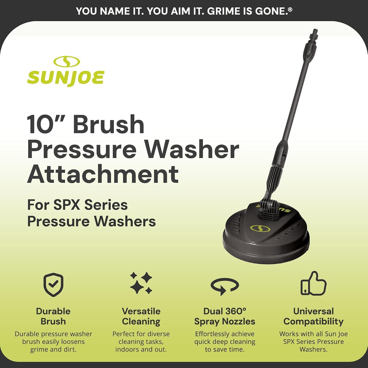 10-Inch Multi-Surface Pressure Washer Cleaner Attachment with Dual 360°