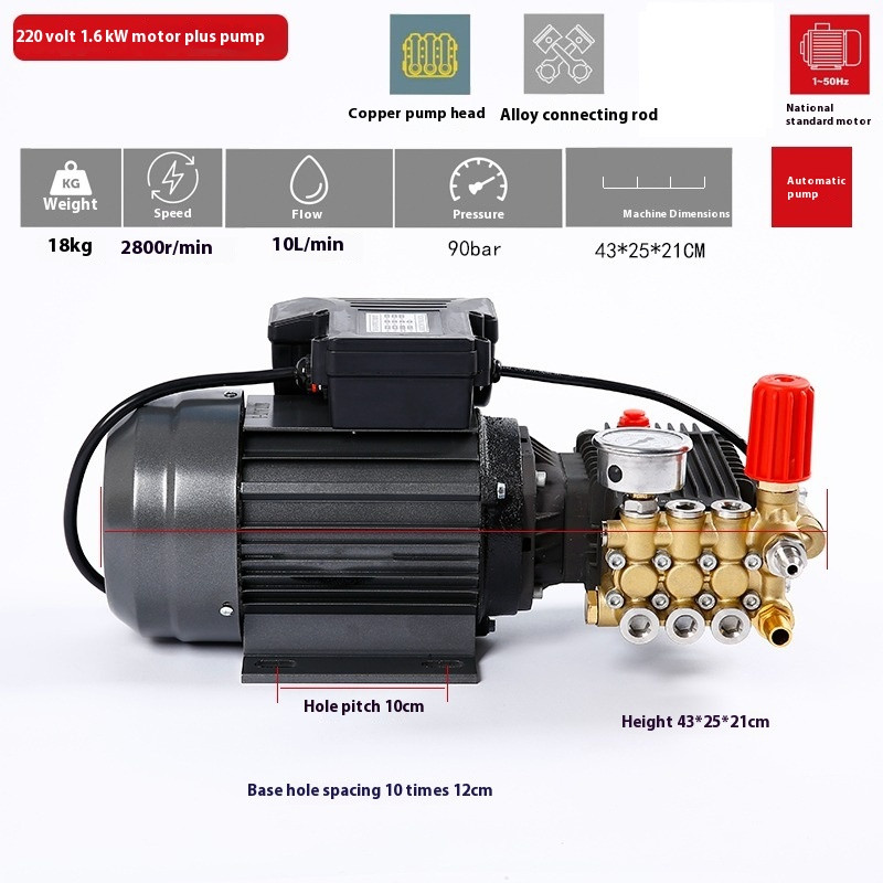 High Pressure Washer Motor Plus Pump Head Car Wash Booster Piston Pumps
