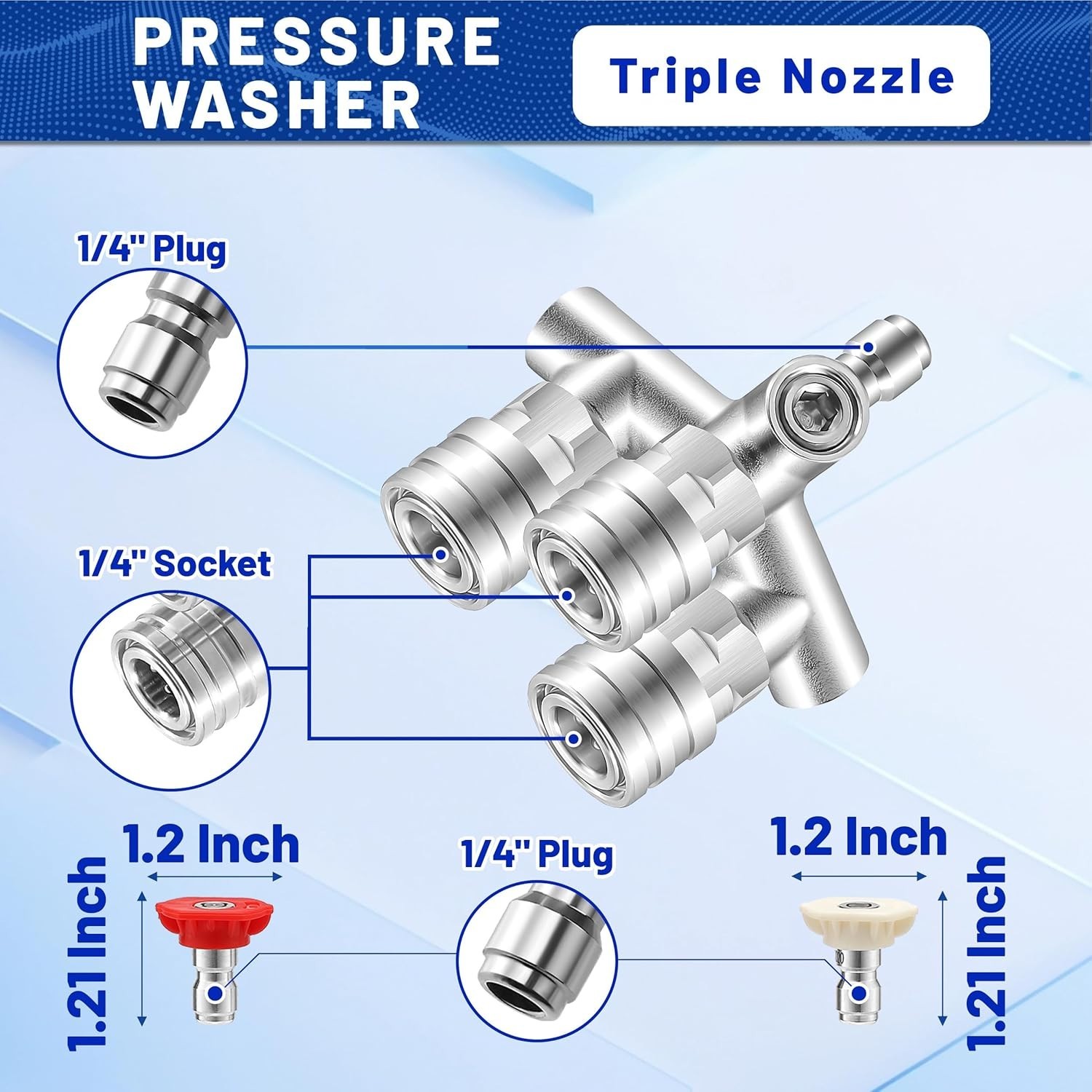 Professional Grade Pressure Washer Nozzle Set – 3-in-1, 5000 PSI, 13 Pieces
