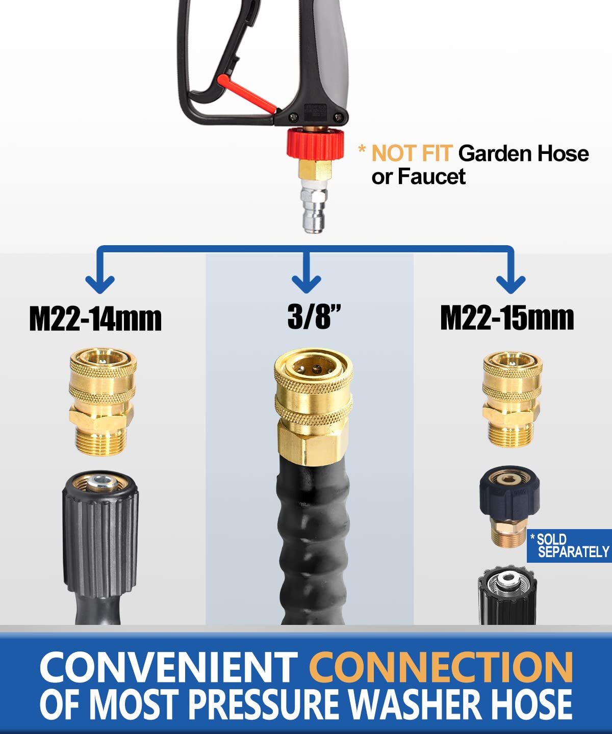 Foam Cannon Kit With Pressure Washer Gun 5000 Psi 5 Nozzle Tips 1/4″ Quick Conne