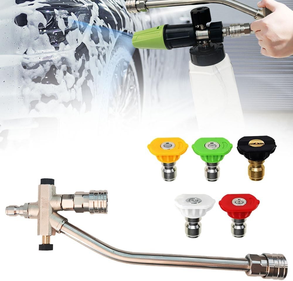 Foam Cannon Dual Connector Accessory Dual-Purpose Switch Spray Gun w/5 Nozzles