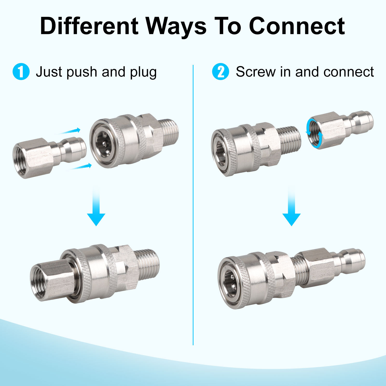 4Pcs 1/4” NPT Stainless Steel Quick Connect Fitting Pressure Washer Adapter Set
