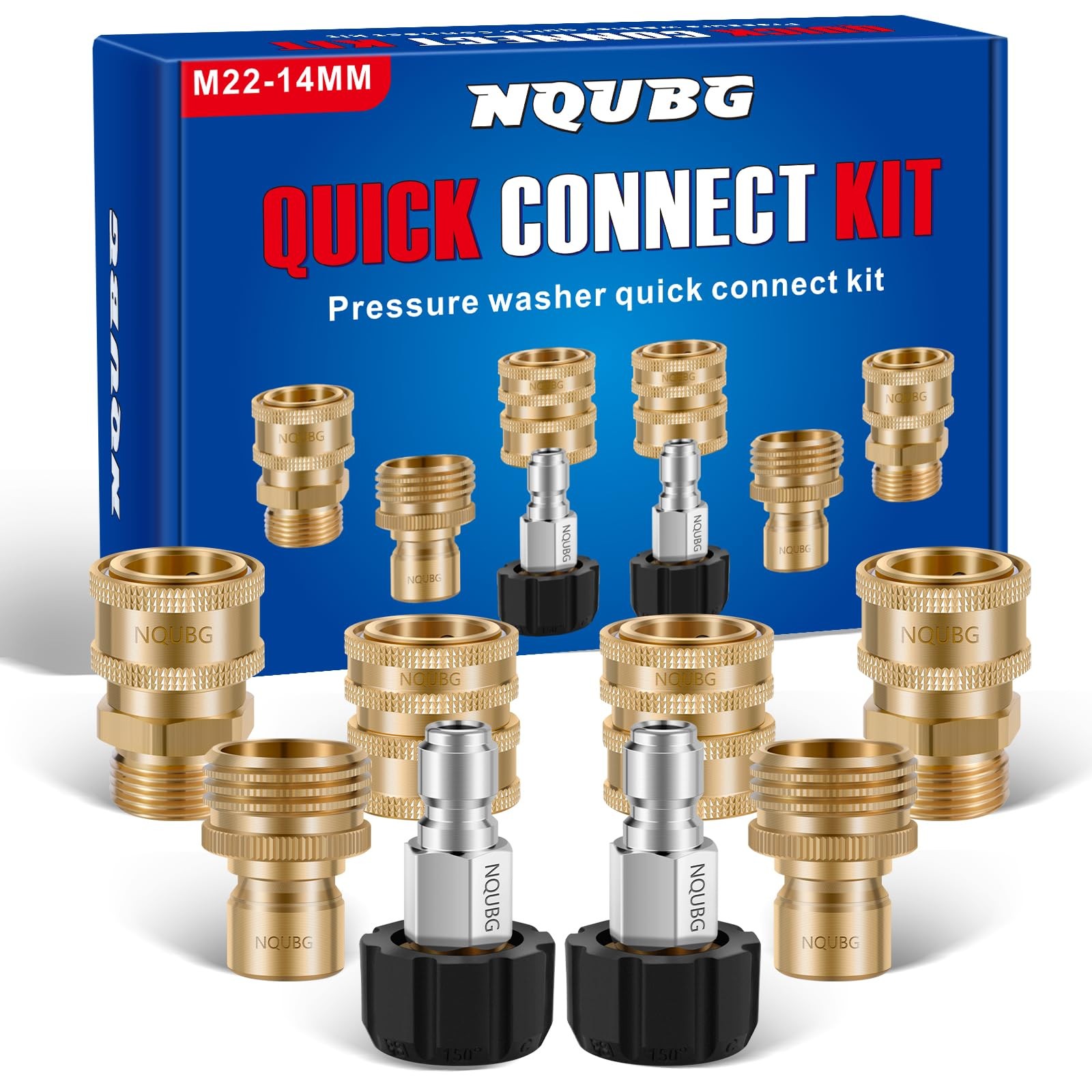 Pressure Washer Quick Connect Kit, M22 Swivel to 3/8” Quick Connect, 3/4” t…