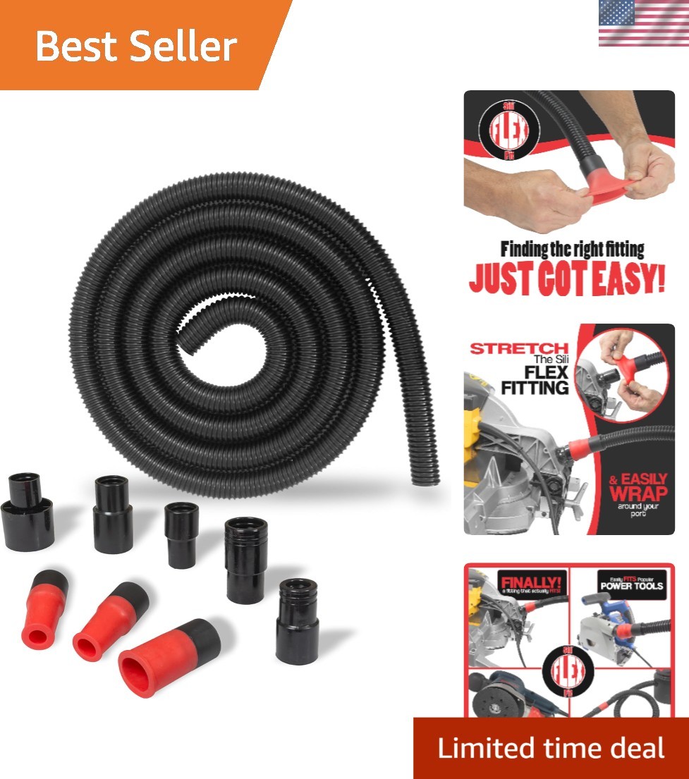 10-Foot Heavy-Duty Dust Collection Hose with Easy-Connect Sili Fit Fittings