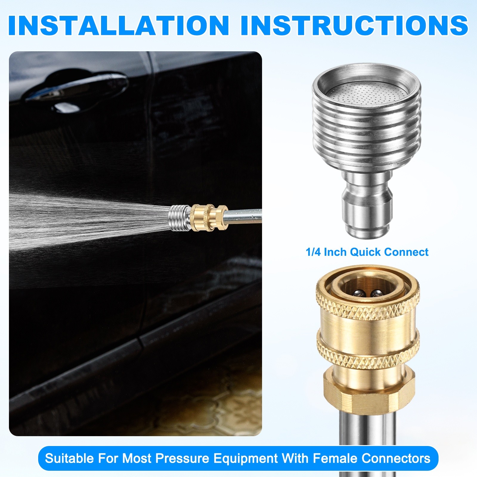2-Pack Pressure Washer Nozzle Tips for Soft Wash, 0.3mm Soft Rain Head