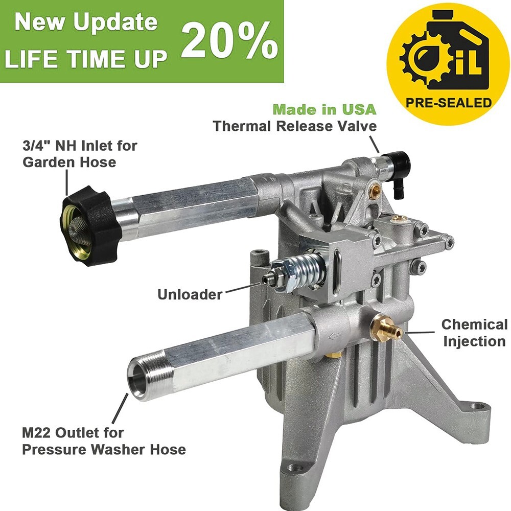 YAMATIC 7/8″ Shaft Vertical 3000 PSI Pressure Washer Pump 2.5 GPM