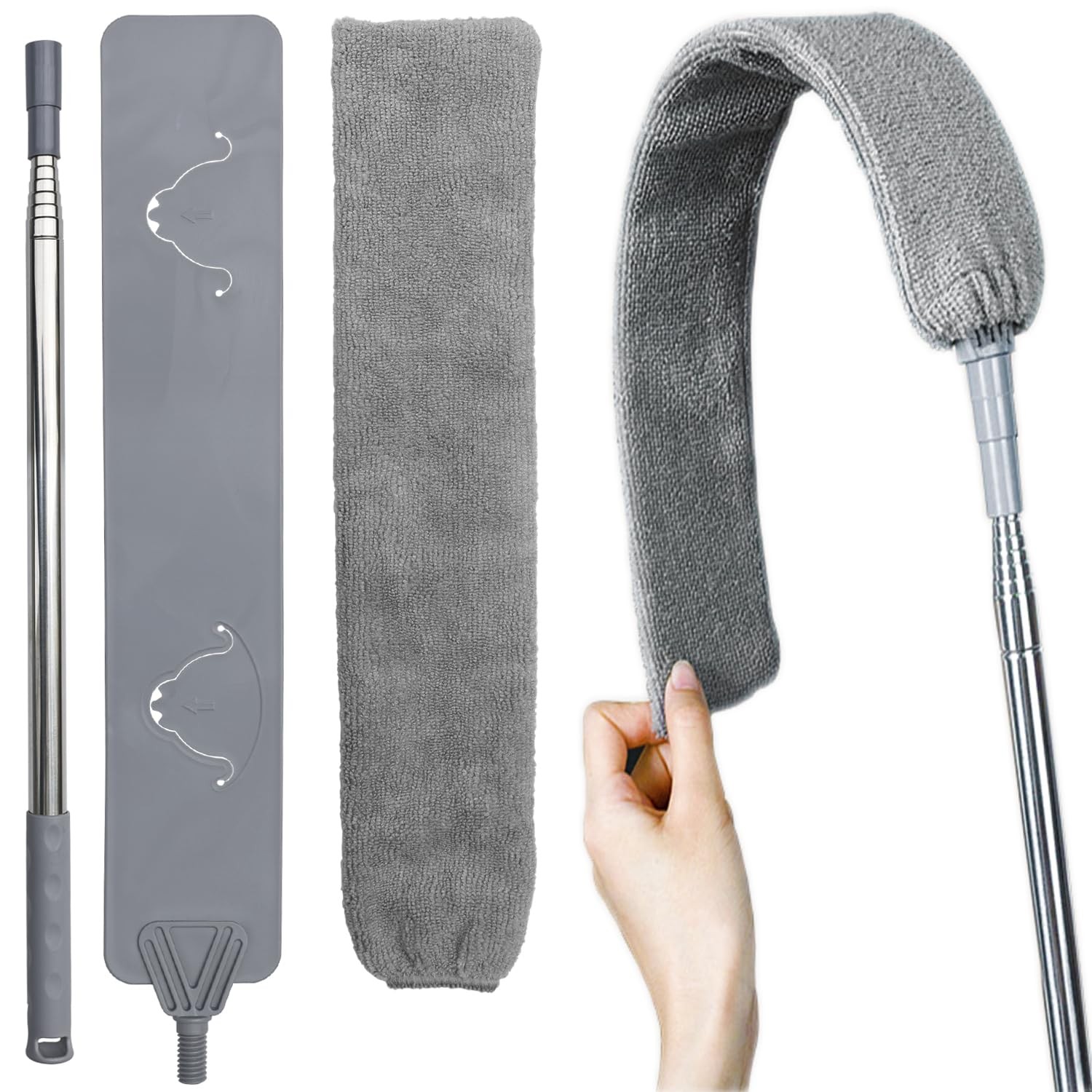 100″ Retractable Gap Dust Cleaner Cleaning Tools, Under 100 inches, Gray