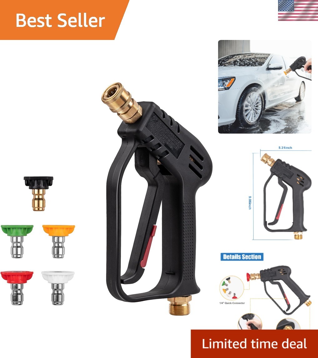 Versatile Pressure Washer Gun – 4000 PSI with 5 Interchangeable Nozzles