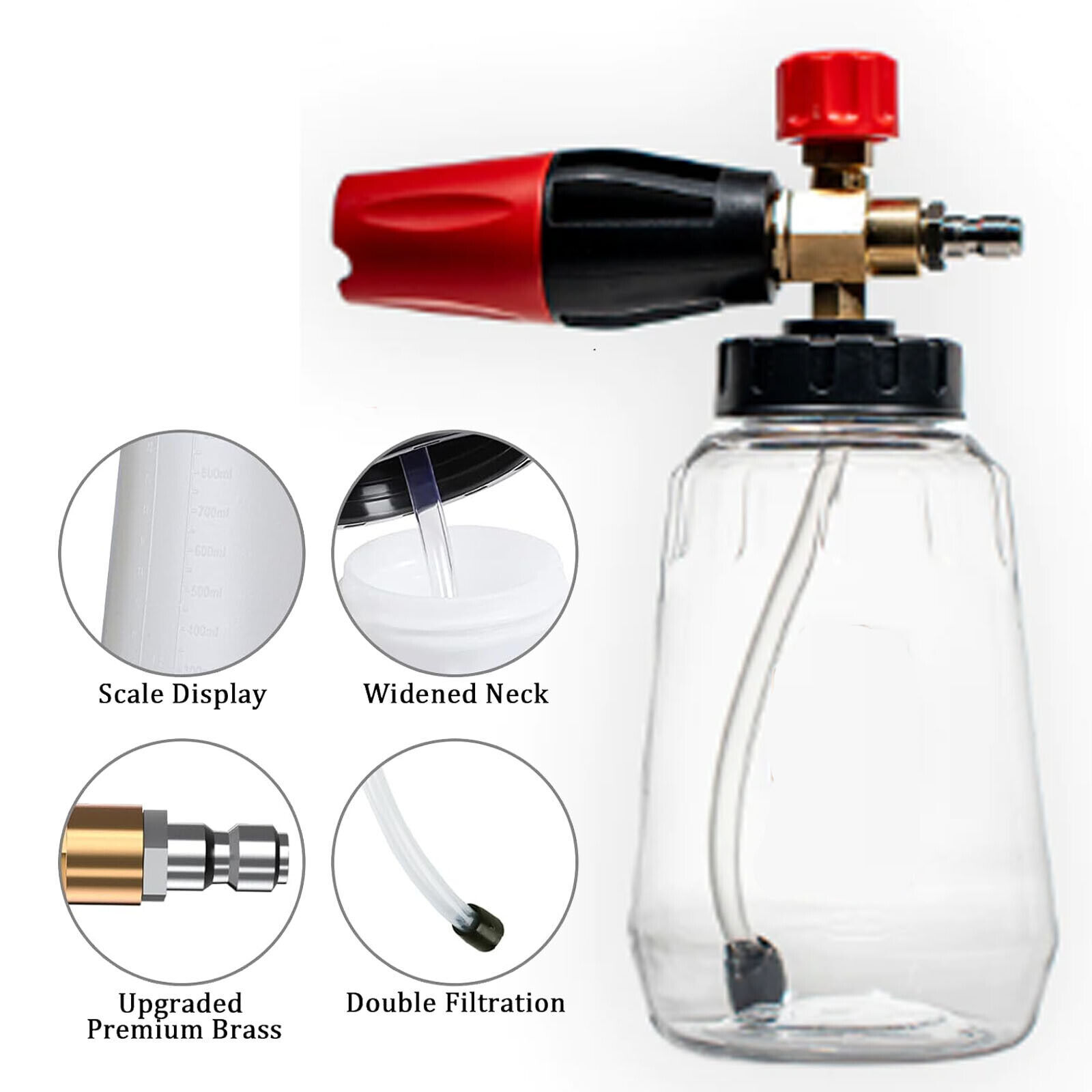 Snow Foam Washer Gun Car Wash Soap Lance Cannon Spray Pressure Jet Bottle Nozzle