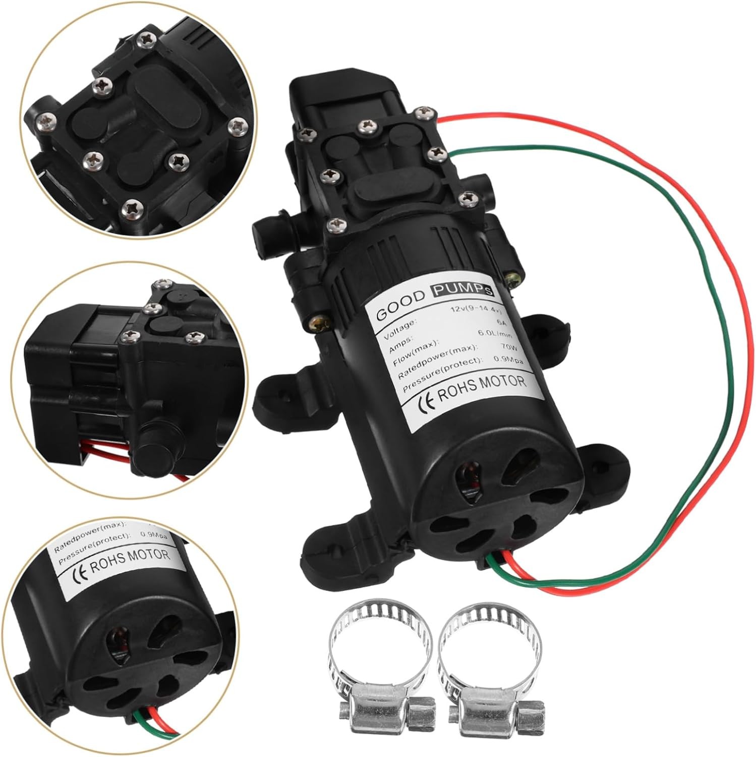 12v Diaphragm Pump for Car Washing Sprayer Pressure Auto Restart Non-corrosive