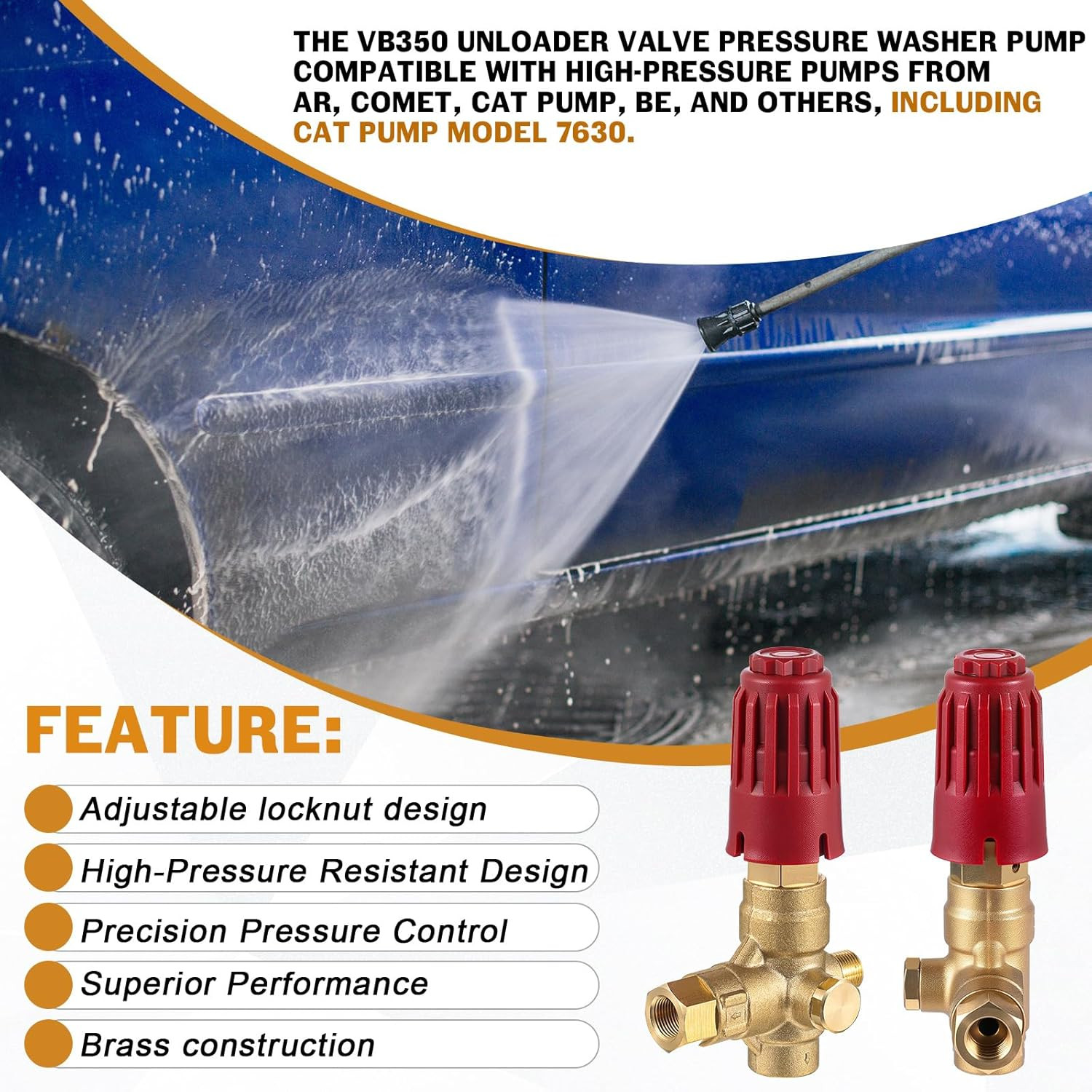 2Pc 350 Unloader Valve Pressure Washer Pump 5650 PSI Brass Adjustable Knob