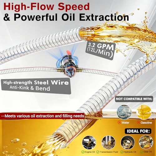 24V Heavy-Duty Gear Pump 3.2 GPM Oil Change Pump with Oil Pump + Hose