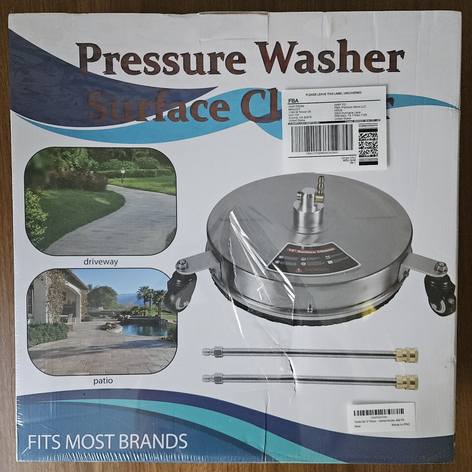 15″ 4000 Psi Pressure Washer Surface Cleaner Stainless Steel Fits Most Brands