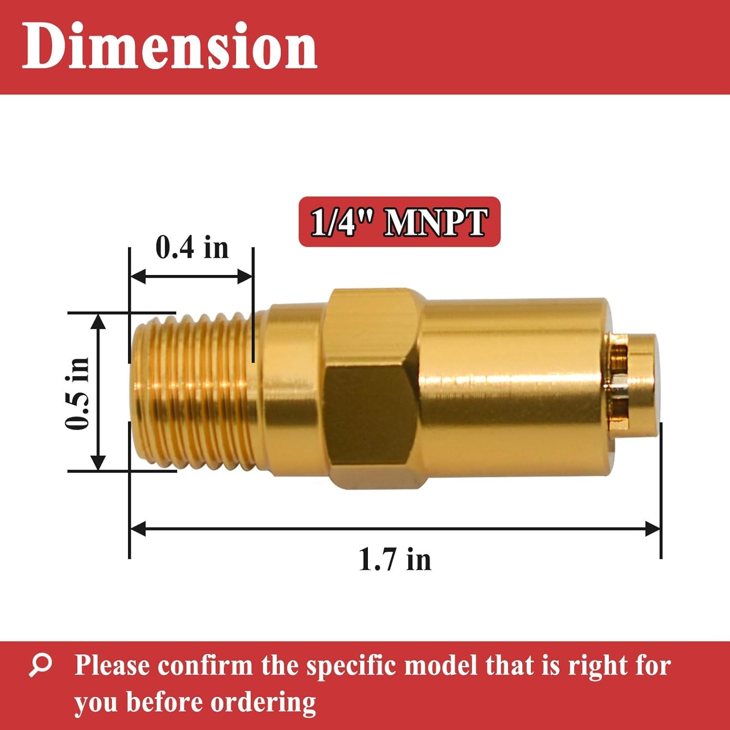 7101359 Thermal Relief Valve for Gas Powered Pressure Washer Pumps, 1/4 Inch NPT
