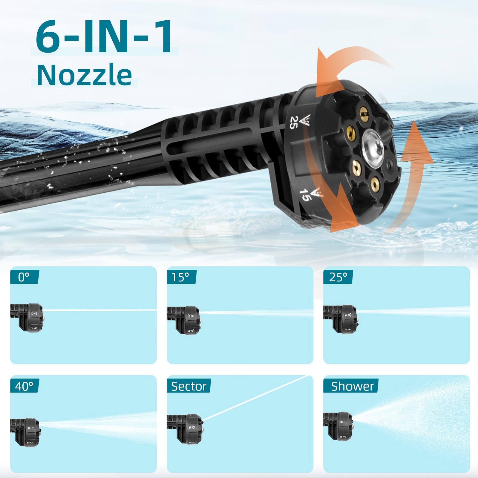 Car Cordless Pressure Washer Gun 2 Batteries 6 In 1 Nozzle Suitable For Familie