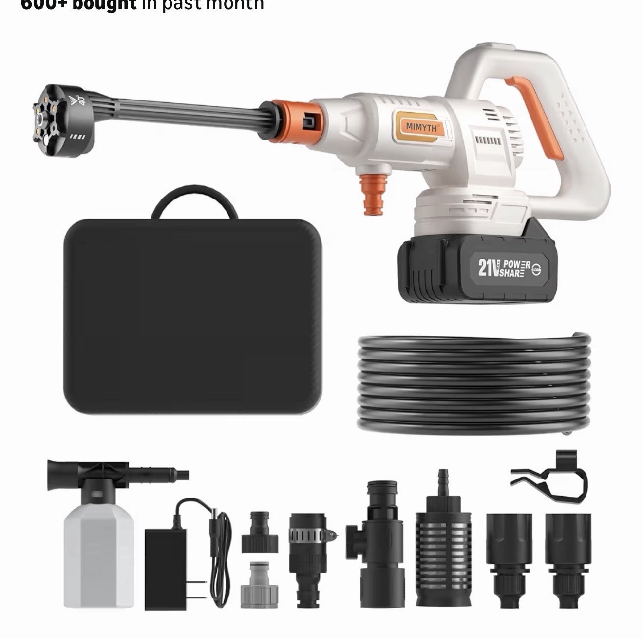Cordless Pressure Washer Battery Powered; 1200PSI Cordless Power Washer with Bru