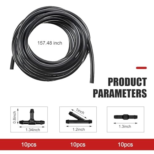30 PCS Windshield Washer Hose Kit, 13.1Ft Flexible Rubber Tubing with T-Type Y
