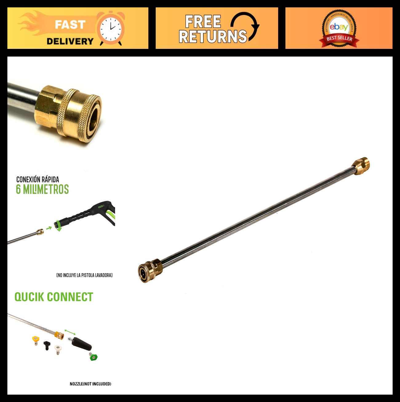 4500 PSI Universal Pressure Washer Replacement Wand – High Pressure Cleaning Too