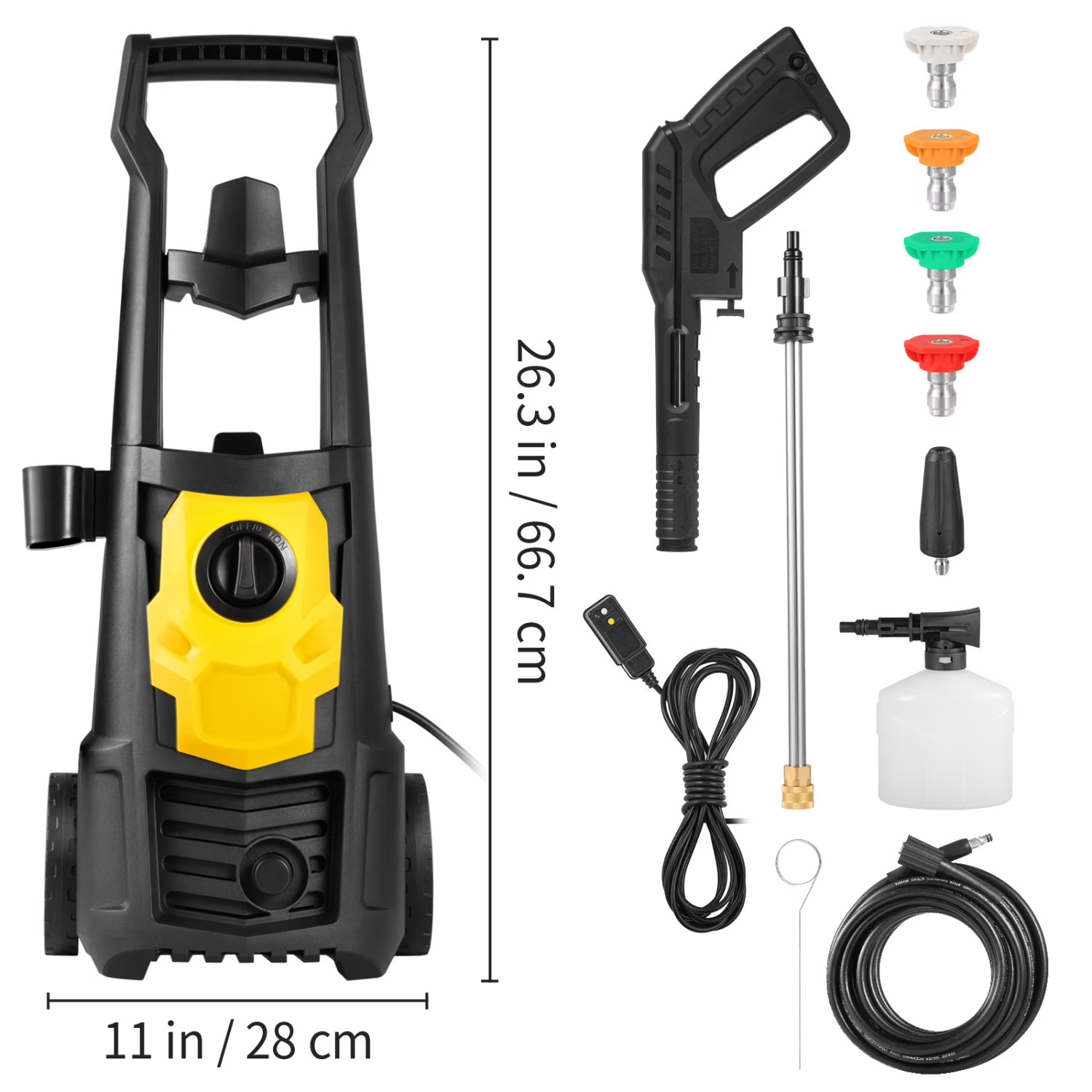 KFFKFF 2000 PSI Cold Electric Pressure Washer 1.65 GPM 120 V with 5 Nozzles