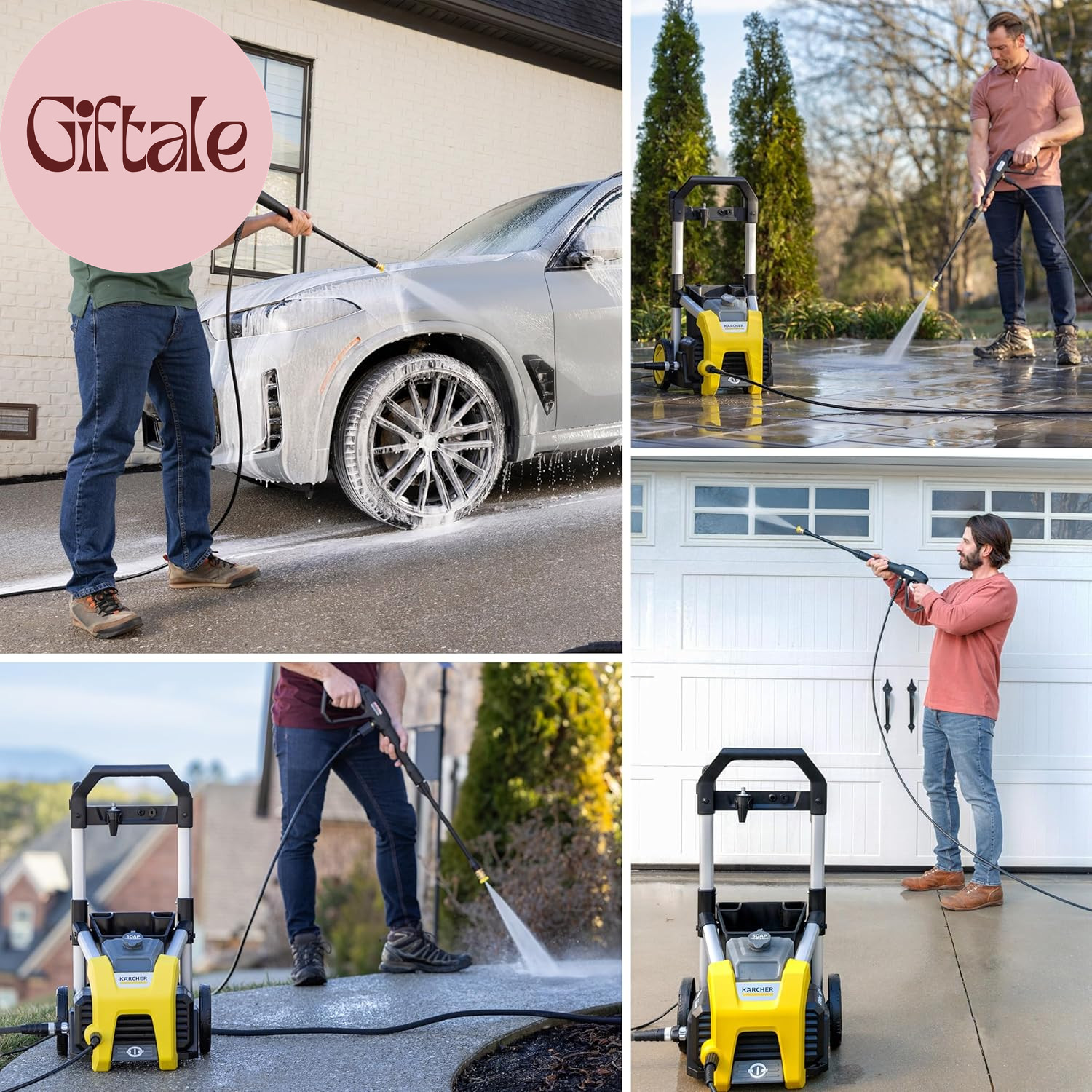 Pressure Washer K1700, CETA Certified, 3 Spray Nozzles, Detergent Tank, for Cars