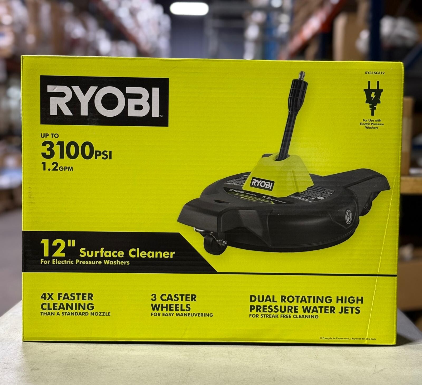 RYOBI 12″ 3100PSI Electric Pressure Washer Surface Cleaner Attachment RY31SC312