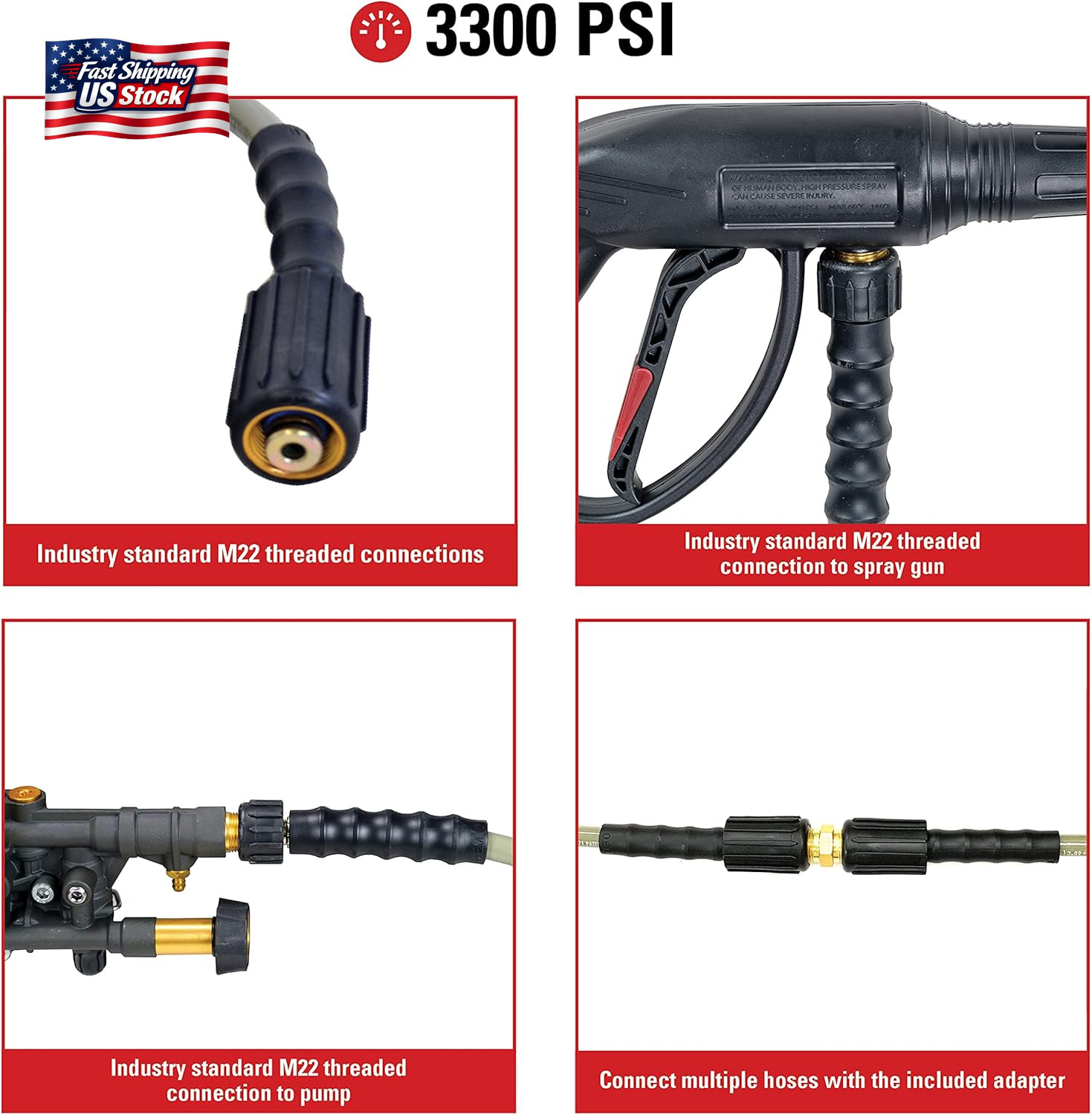 Simpson Cleaning 40224 Morflex Series 3300 PSI 25-Foot Pressure Washer Hose and