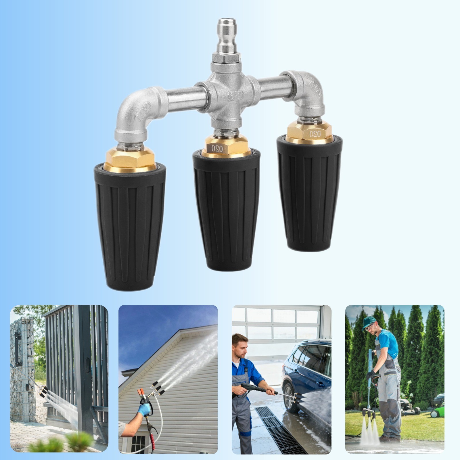 Triple Turbo Pressure Washer Nozzle 4000 PSI 1/4″ Quick Connect M22 Brass Head