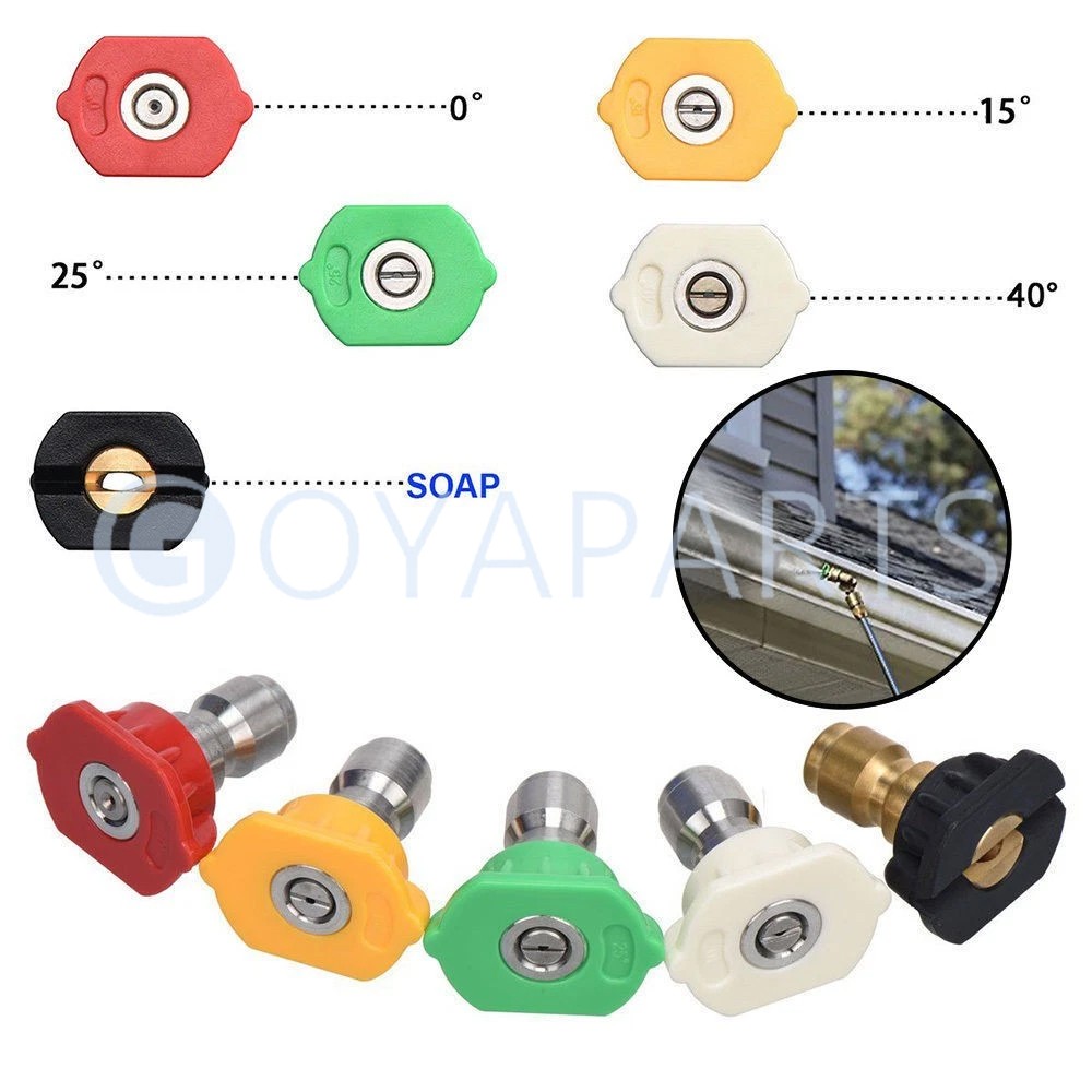 5pcs Pressure Washer Spray Tips Nozzles High Power Kit Quick Connect 1/4″ Set