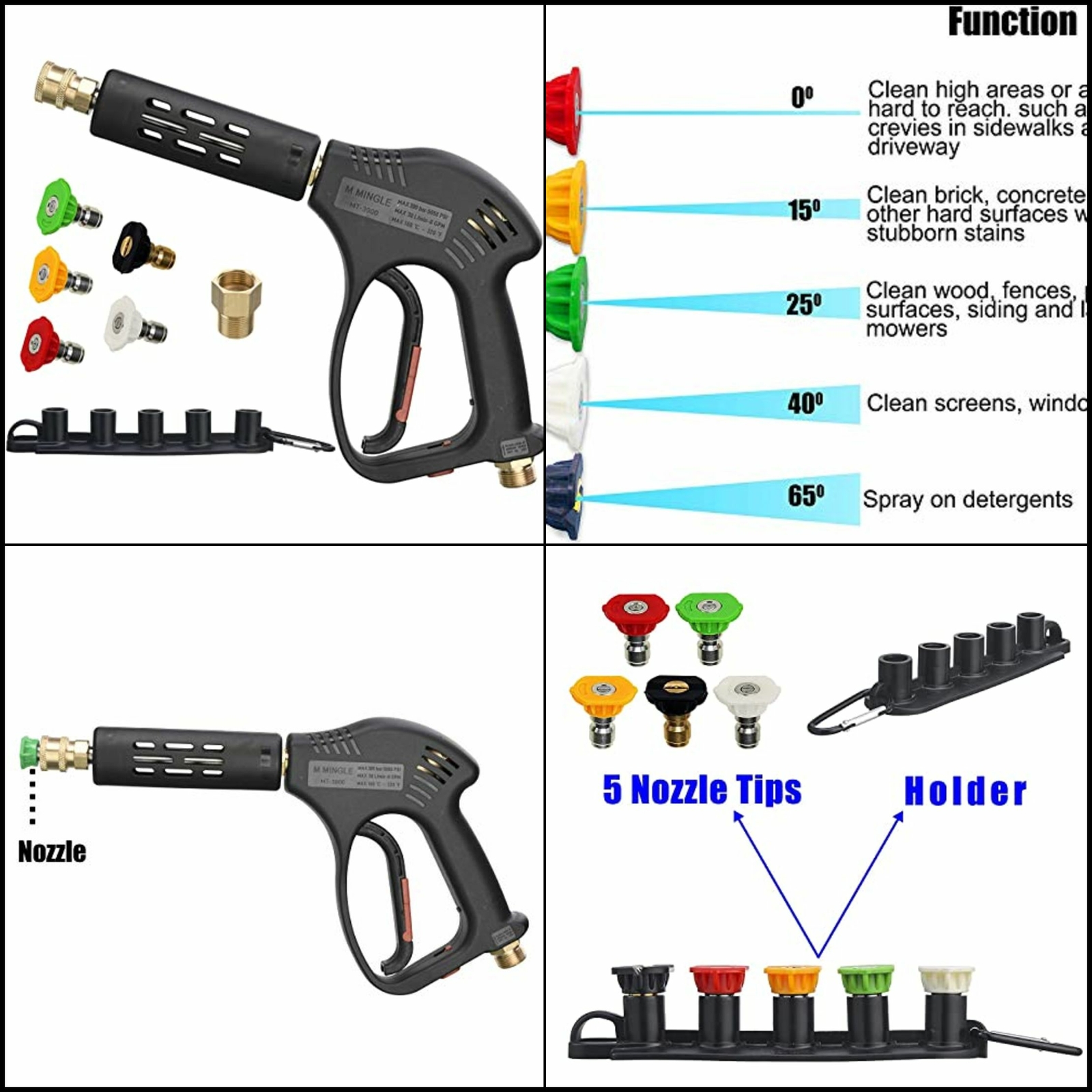 Short High Pressure Washer Gun 5000 PSI Replacement For Hot And Cold Water Parts