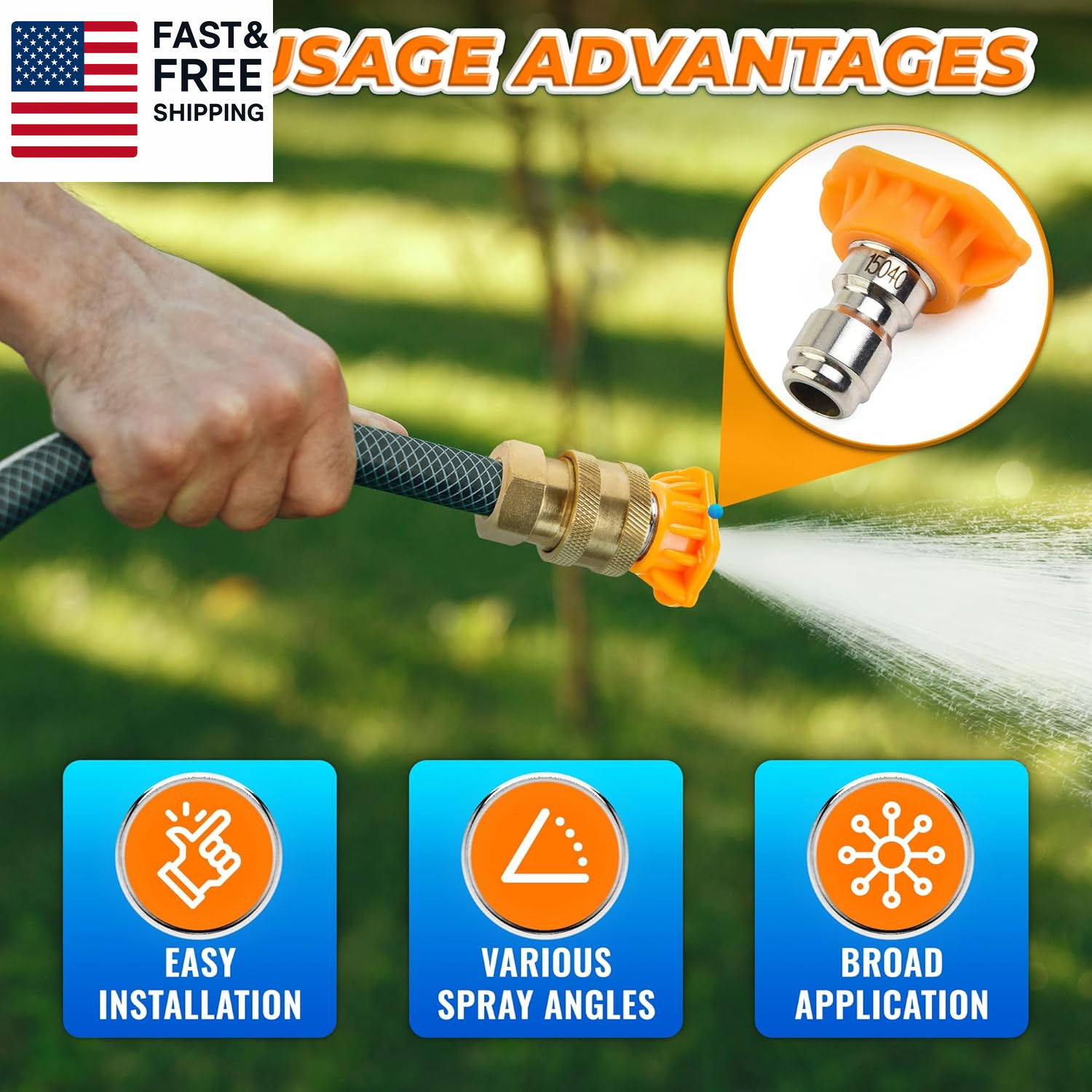 5PCS Pressure Washer Nozzle Tips – 1/4″ Quick Connect, 2700 PSI Spray Nozzles