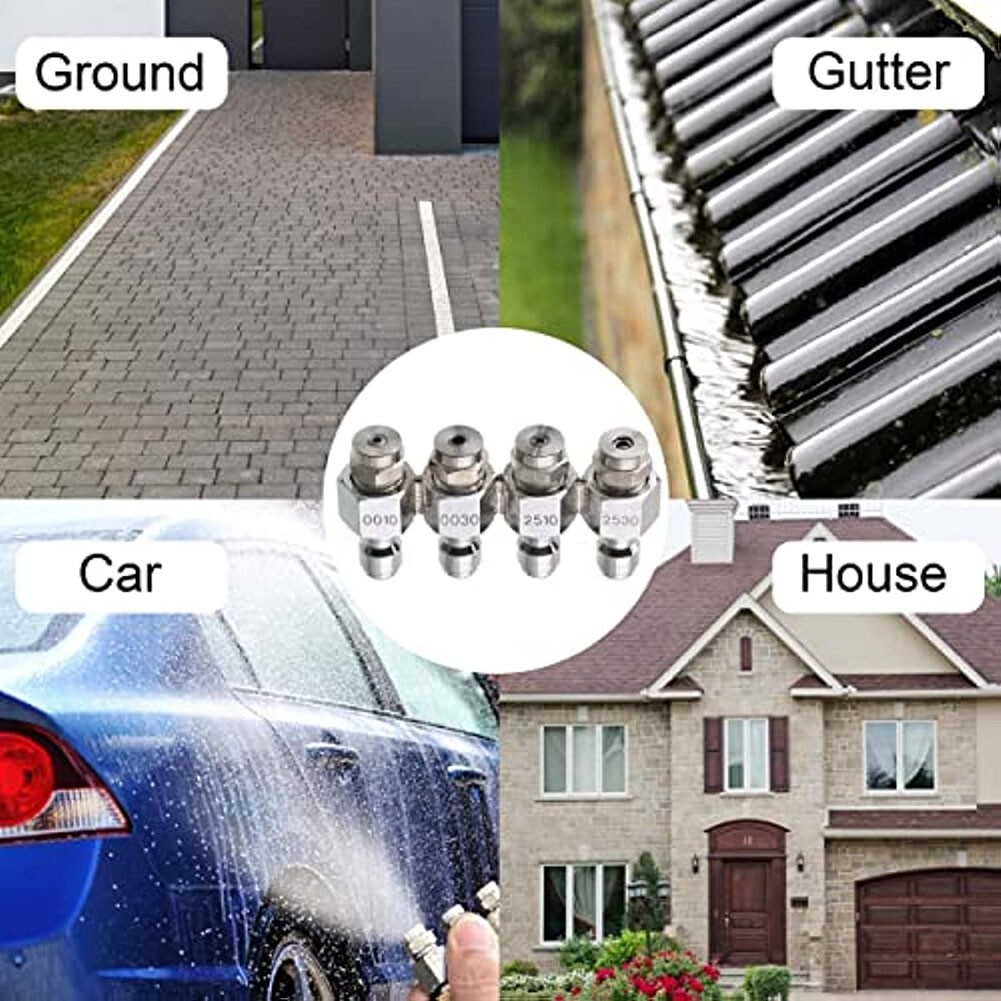1X Pressure Washer Nozzle Kit 4-Way Tip Holder 1/4 Inch Quick Connect Soft-Wash