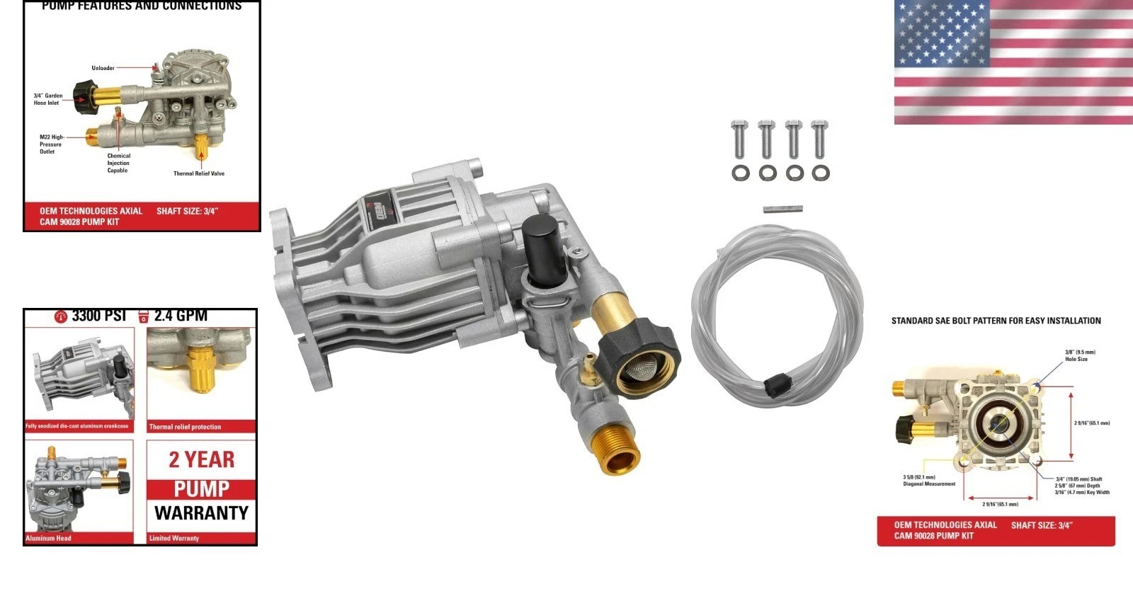 Upgrade Your Washer: 2.4 GPM Axial Cam Pump Kit with 3/4″ Shaft Included