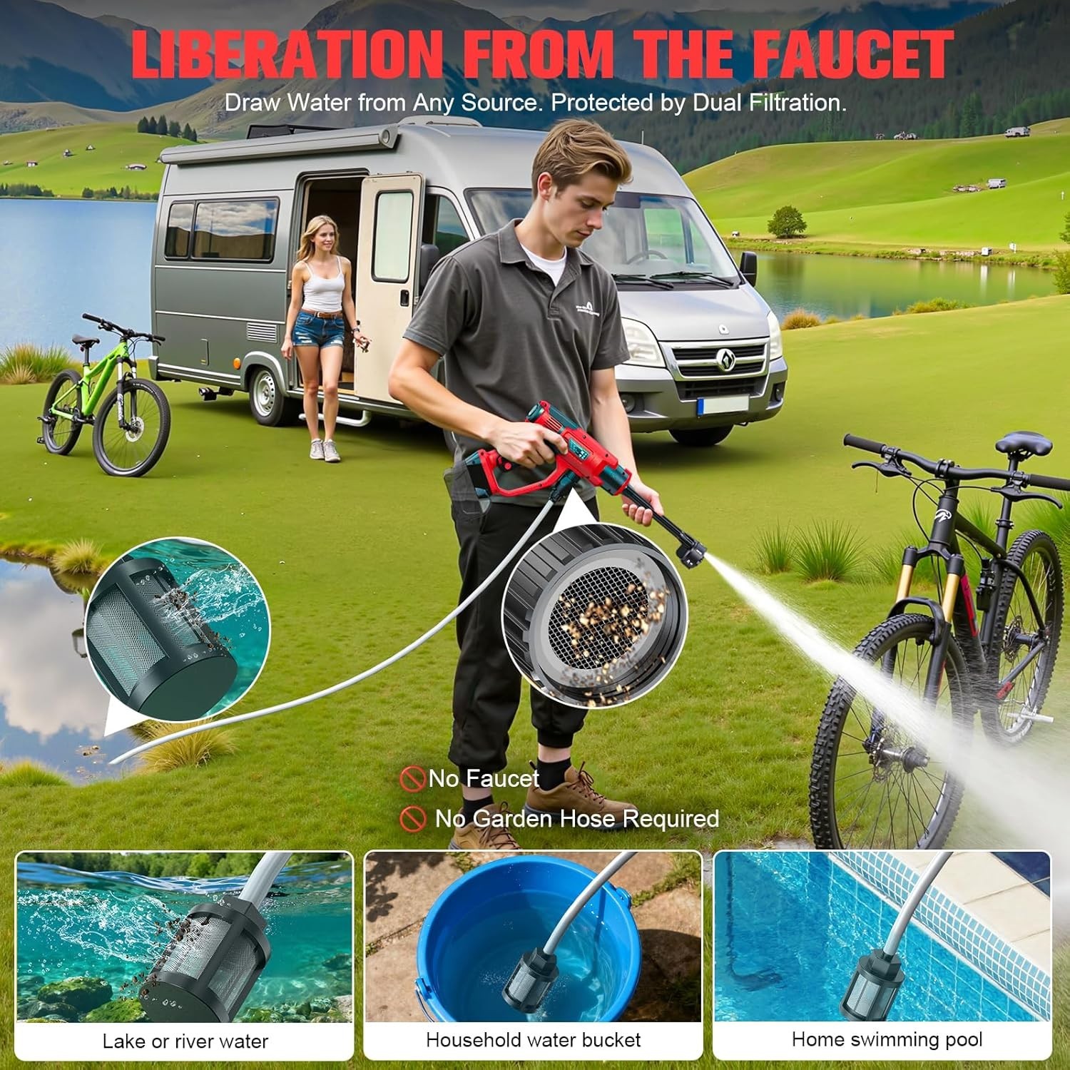 Cordless Pressure Washer Compatible with Milwaukee 18V Battery, 800PSI Ultra-Lig