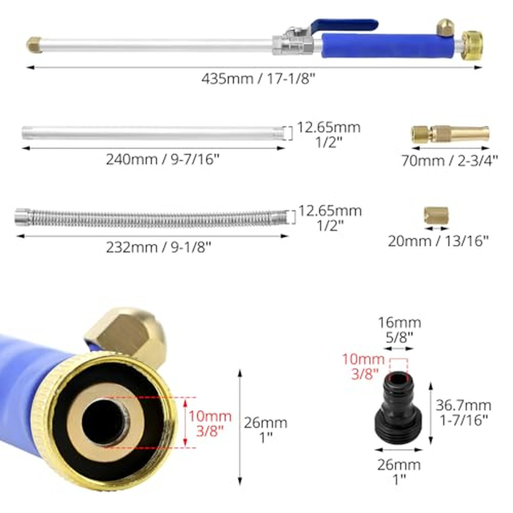 Lightweight High Pressure Nozzle Wand for Easy Handling During Outdoor Cleaning