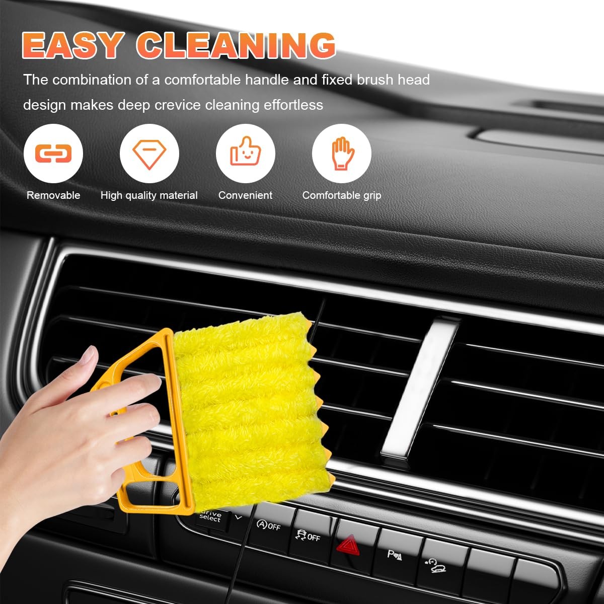 Sun Walker 2 PCS Blind Cleaner Duster Tool, 7-Finger Auto Orange+Yellow