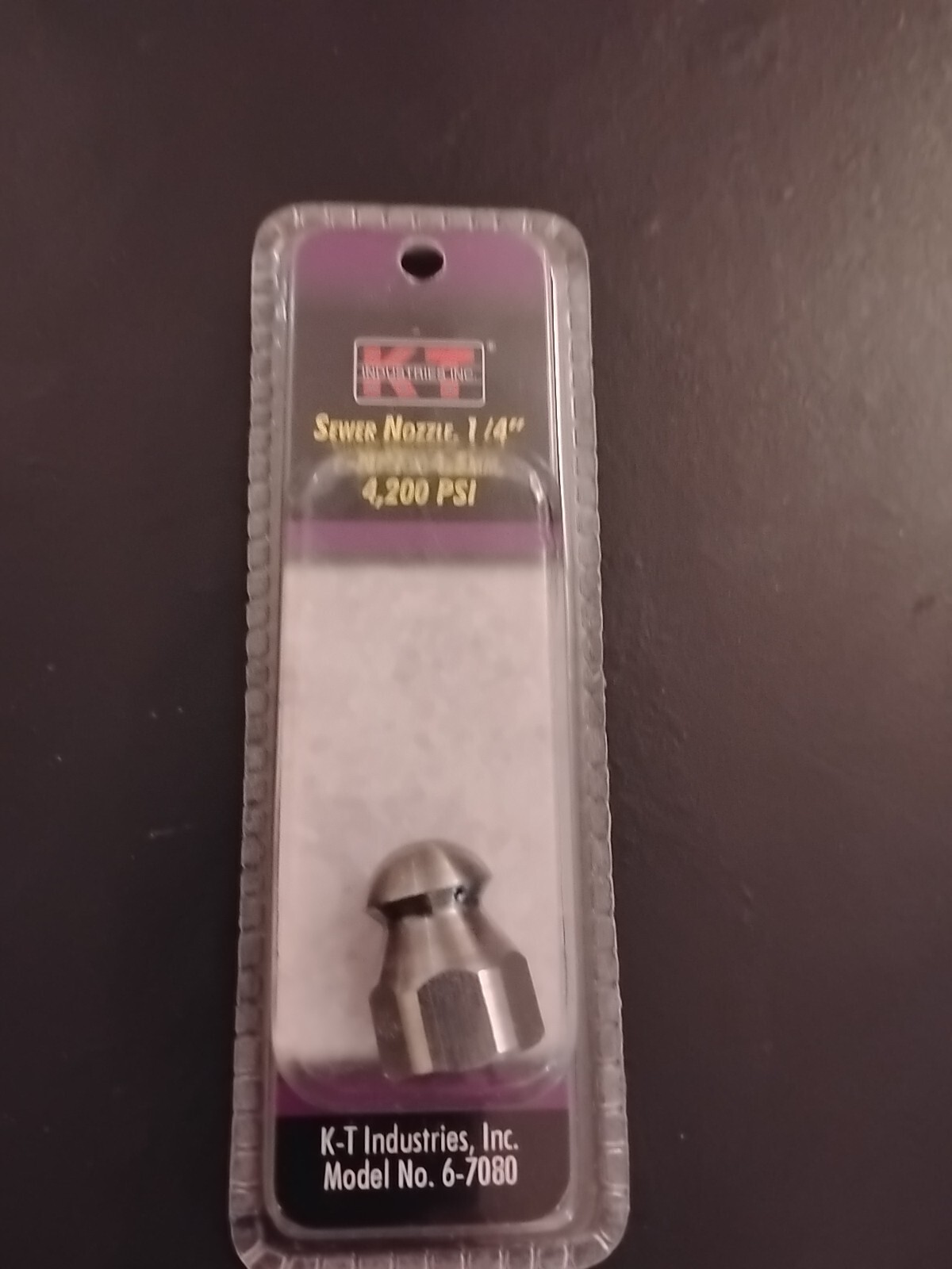 (1) KT6-7080 K T Industries Inc. : Sewer Nozzle, 1/4″ F-NPT x 4.5mm, 4,200 PSI