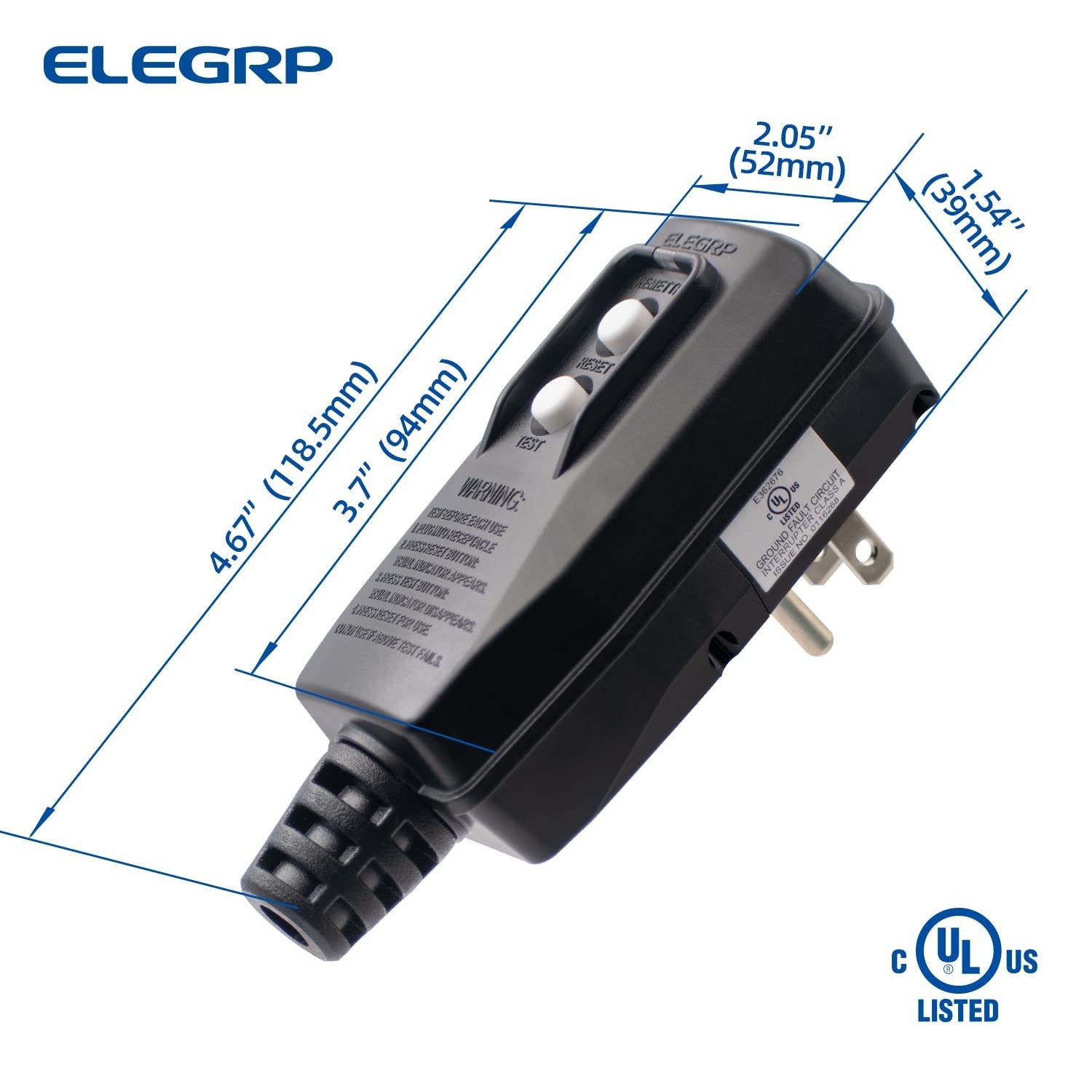 Auto Reset GFCI Plug 15 Amps Water Resistant for Pressure Washer Pool Pump