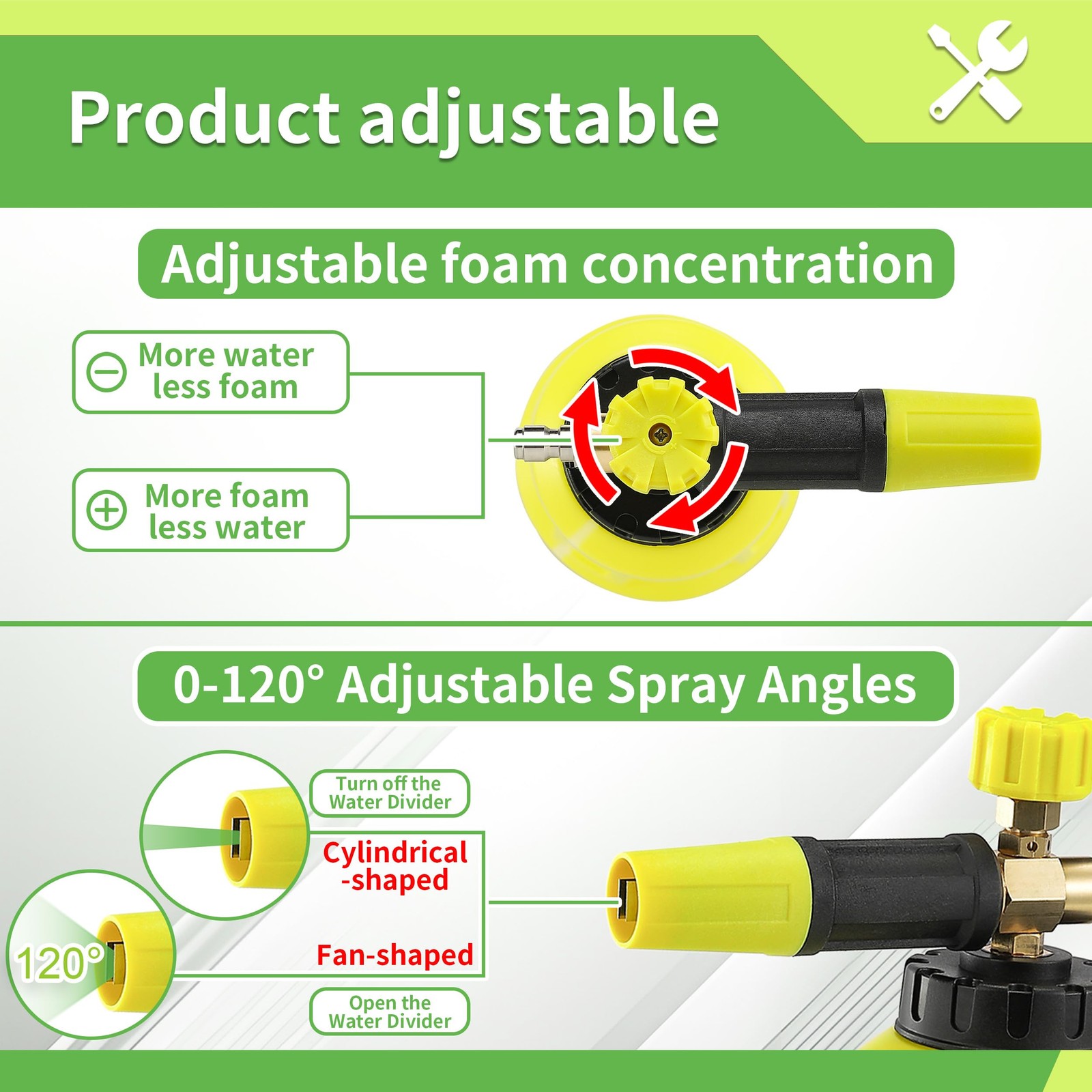 Foam Cannon Dual Connector Accessory for Pressure Washer, Double Tip Attachme…