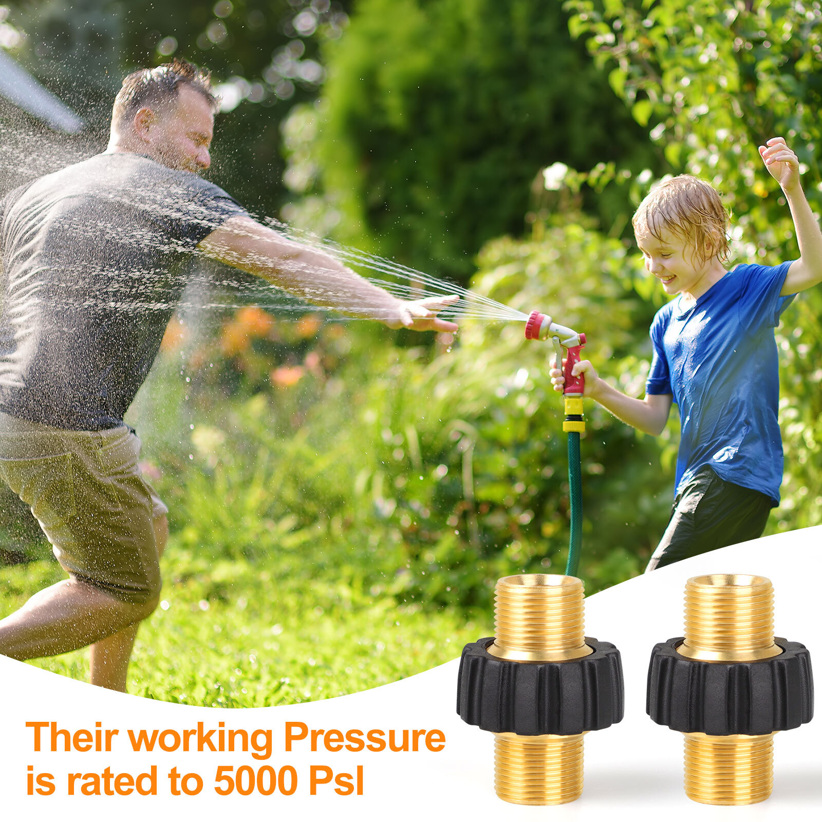 2Pcs Brass Pressure Washer Connector Quick Connect Fitting M22-14mm Hose Adapter