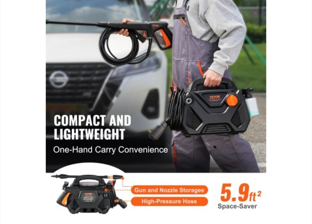 VEVOR Cold Water Corded Electric Pressure Washer 2150 PSI HY49P Kit