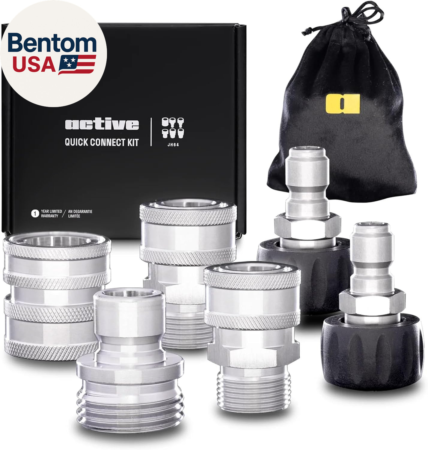 M22-14Mm Pressure Washer Quick Connect Kit, 304 Stainless Steel M22-14Mm to 3/8″