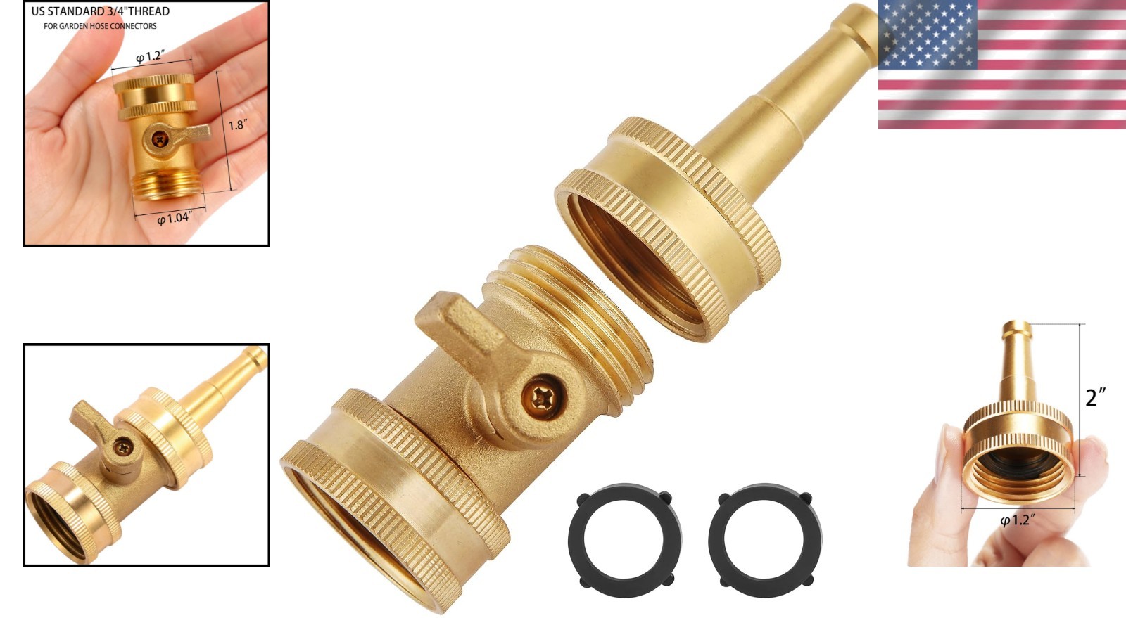 Versatile Brass Garden Hose Jet Nozzle with Shut Off Valve – High Pressure Duo