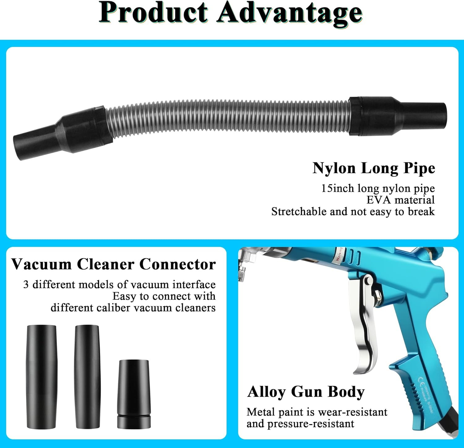 Car Air Blow Gun Adjustable Air Flow 2 IN 1 Car Interior Detailing