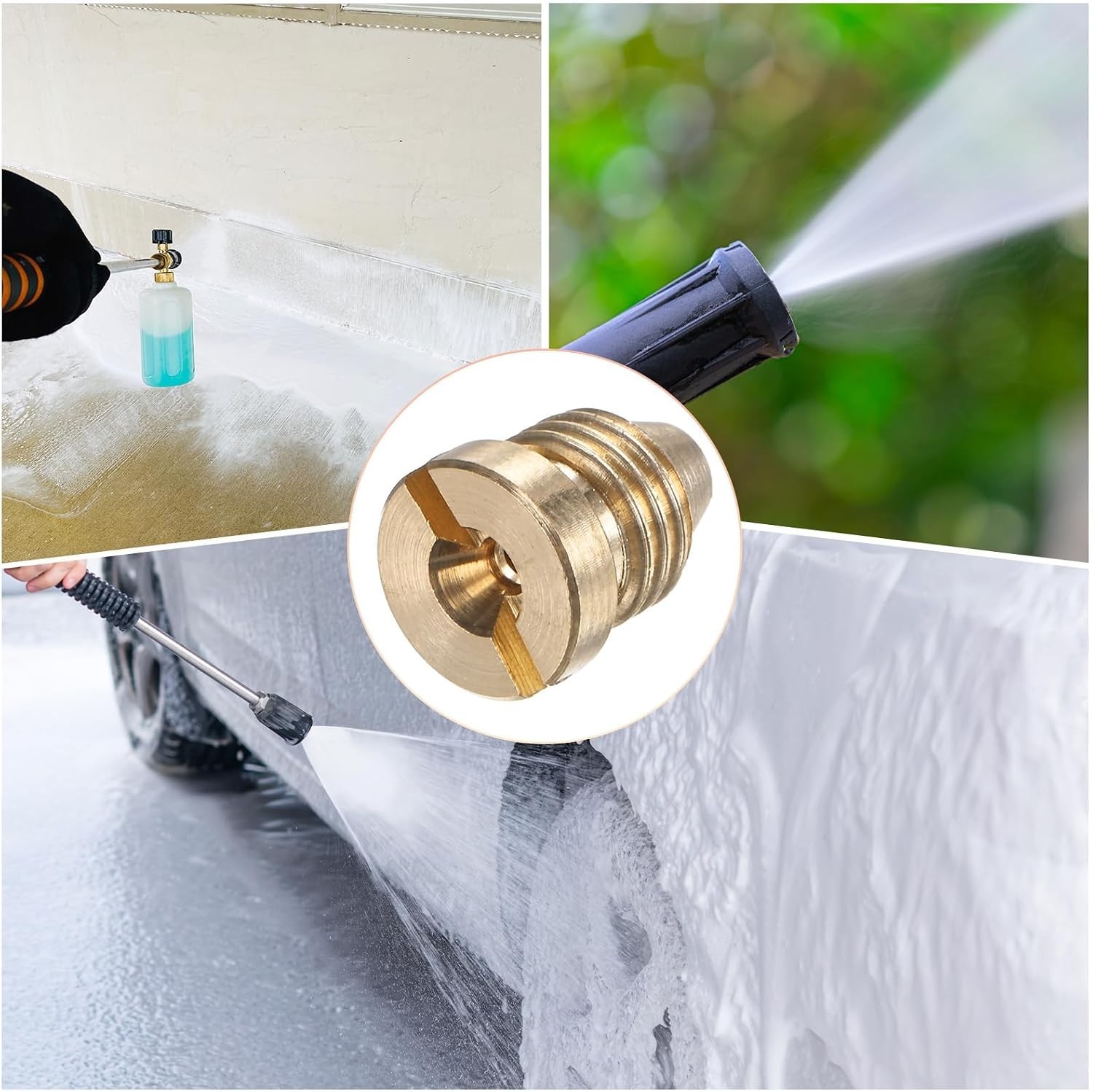 4-Pack Foam Cannon Orifice Nozzle, 1.4mm Brass Universal Thread Tips for Snow…